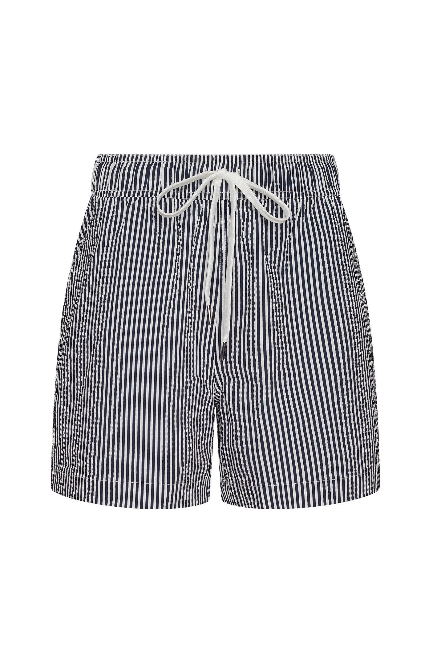 Seersucker Swim Trunk | Dark Navy Stripe
