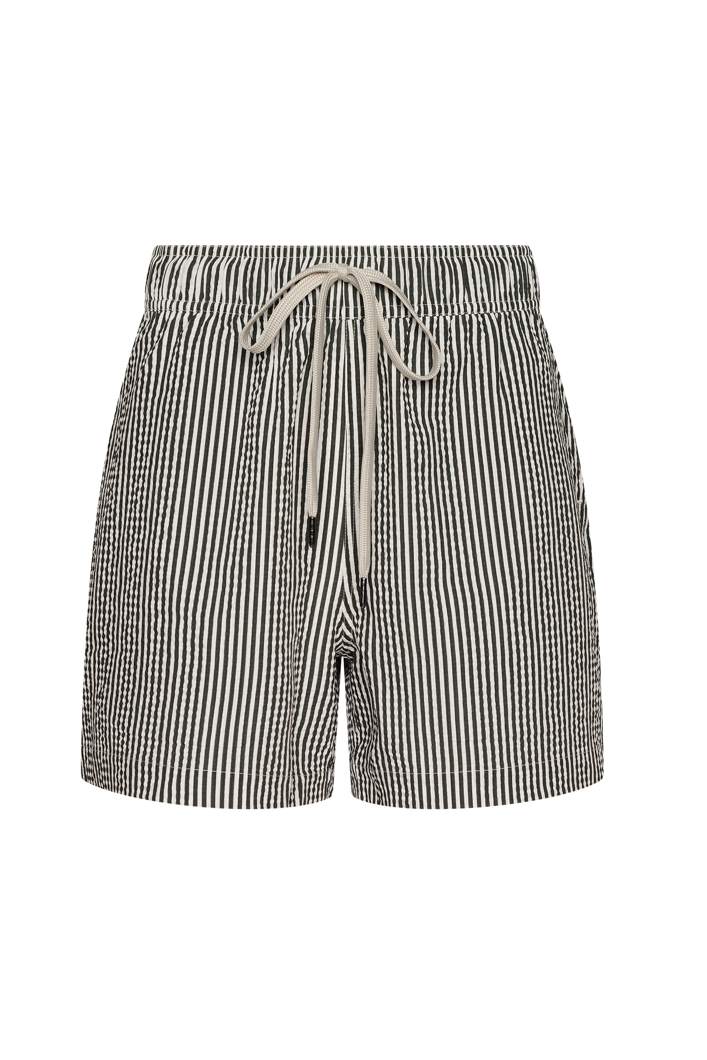Seersucker Swim Trunk | Olive Stripe