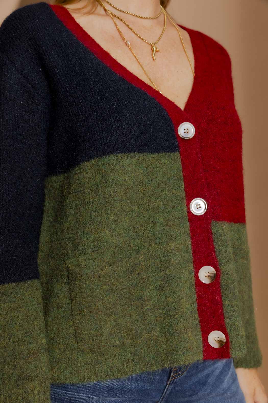 Burgundy Recycled Yarn Fluffy Cardigan Burgundy S