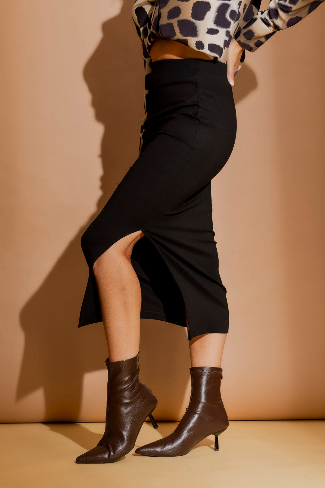 Black Ponte Ruched Miracle Skirt