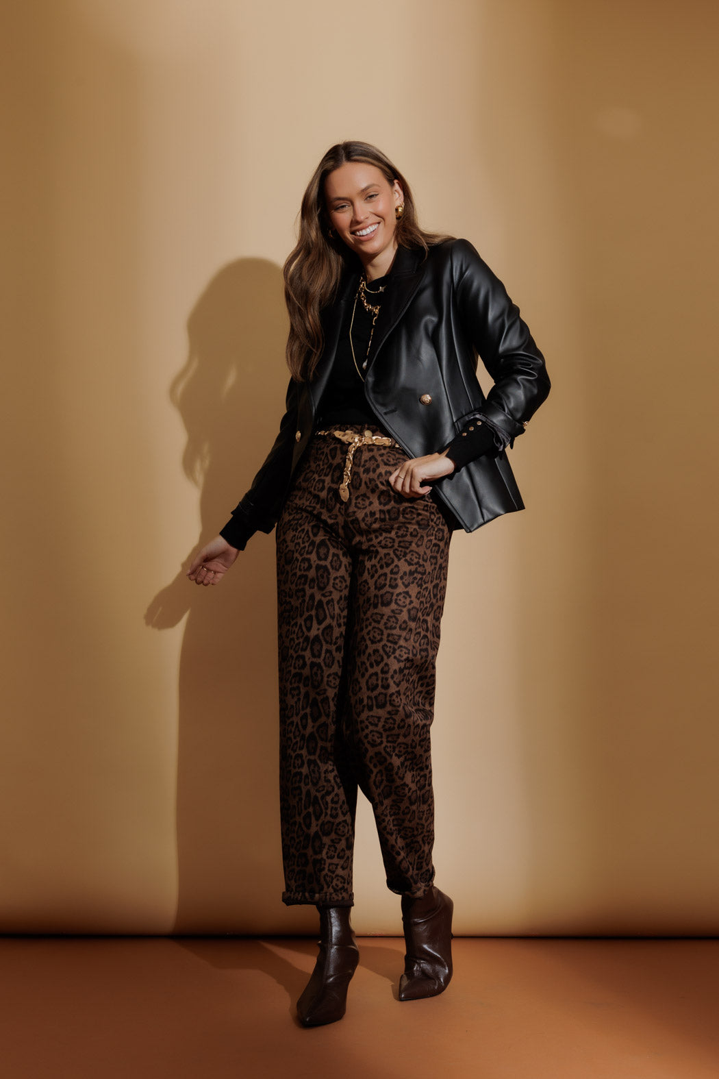 Black Faux Leather Sisca Blazer