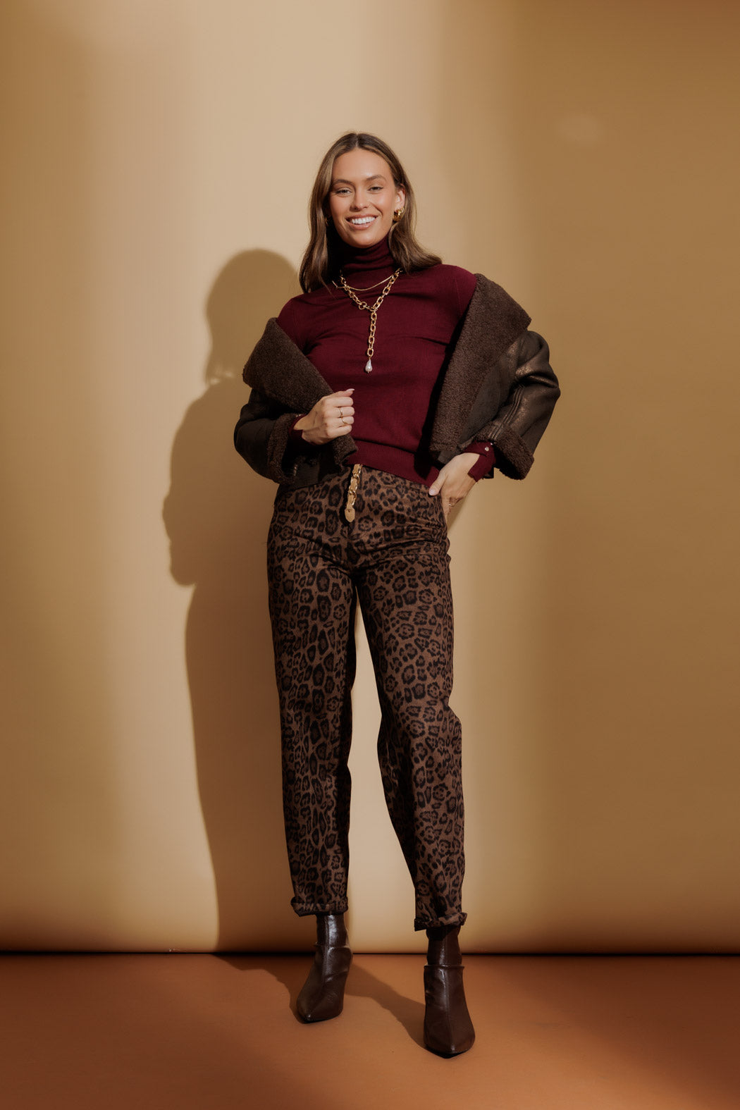Brown Animal Suede Barrel Pant Brown Animal