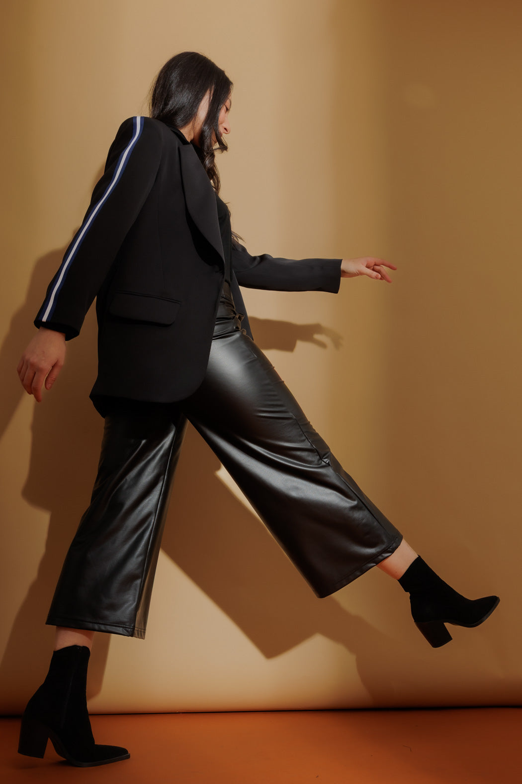 Black Croc Coated Jet Culotte