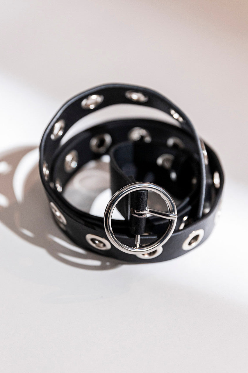 Black/Silver Ring Belt