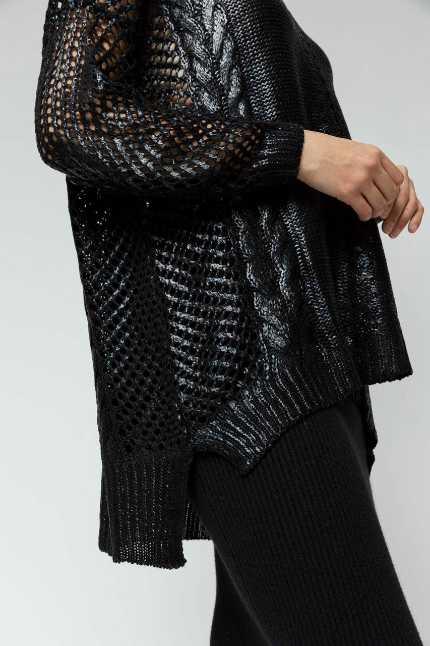 Black Crochet Foil Knit