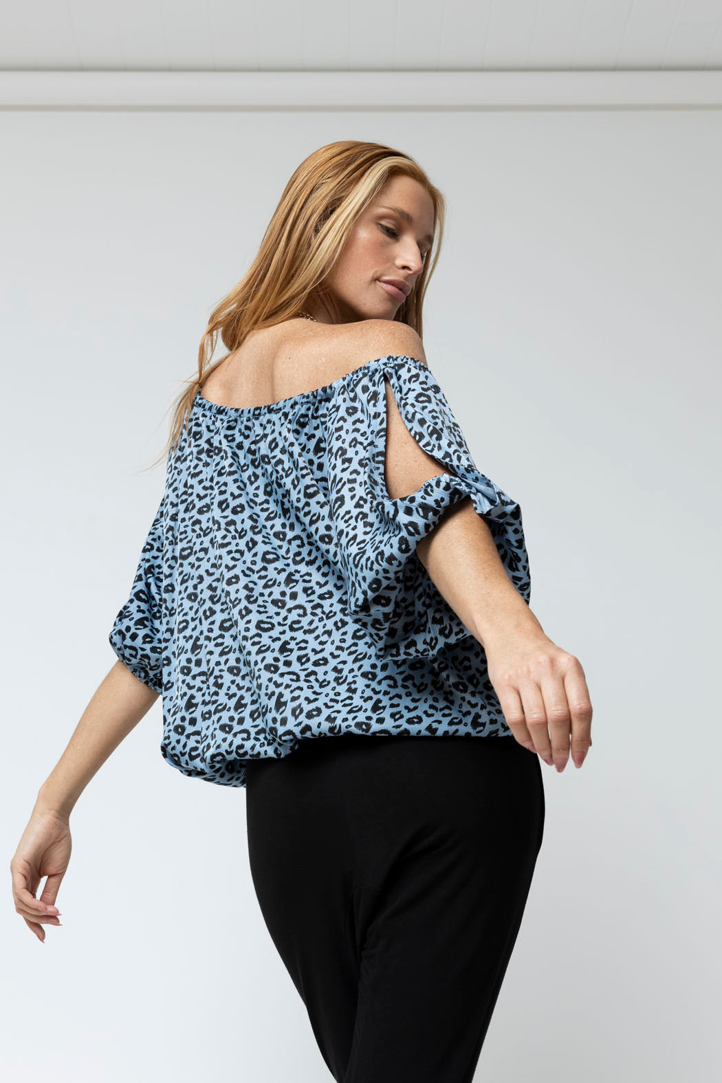 Blue Animal Chambray Balloon Top - Sale