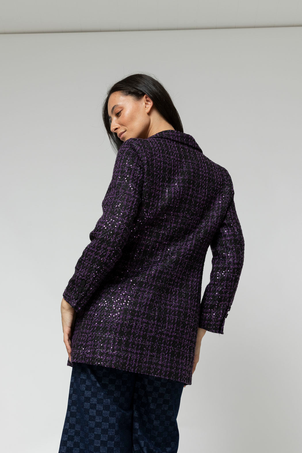 Black/purple Tweed Blazer- Sale