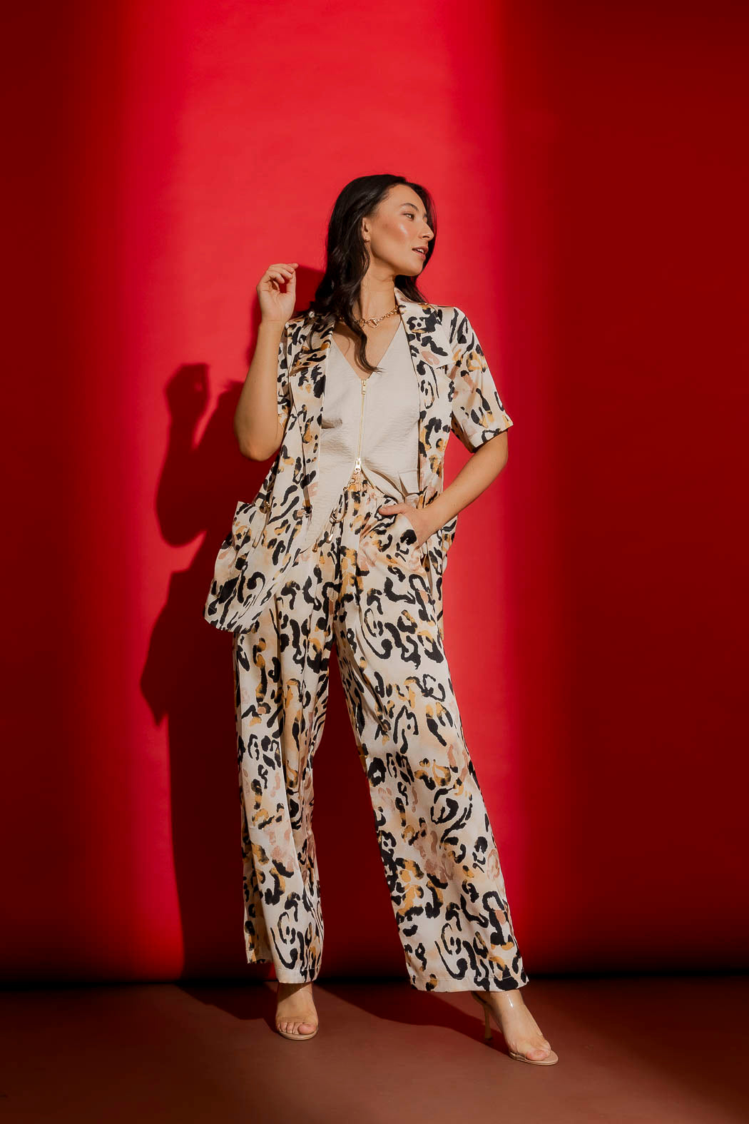 Beige Animal Silky Classic Culottes Beige Animal