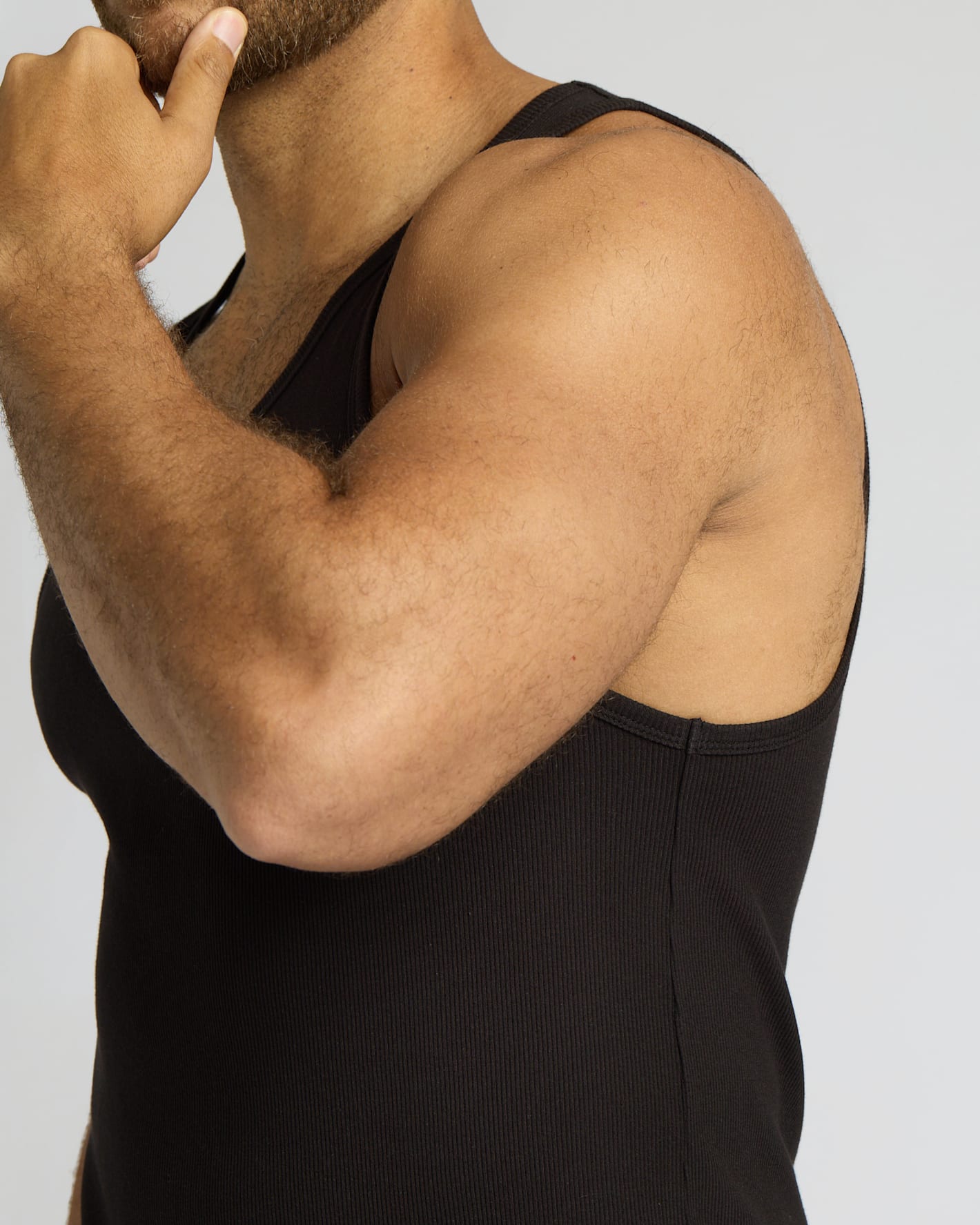 Black Ribbed Curved Hem Tank