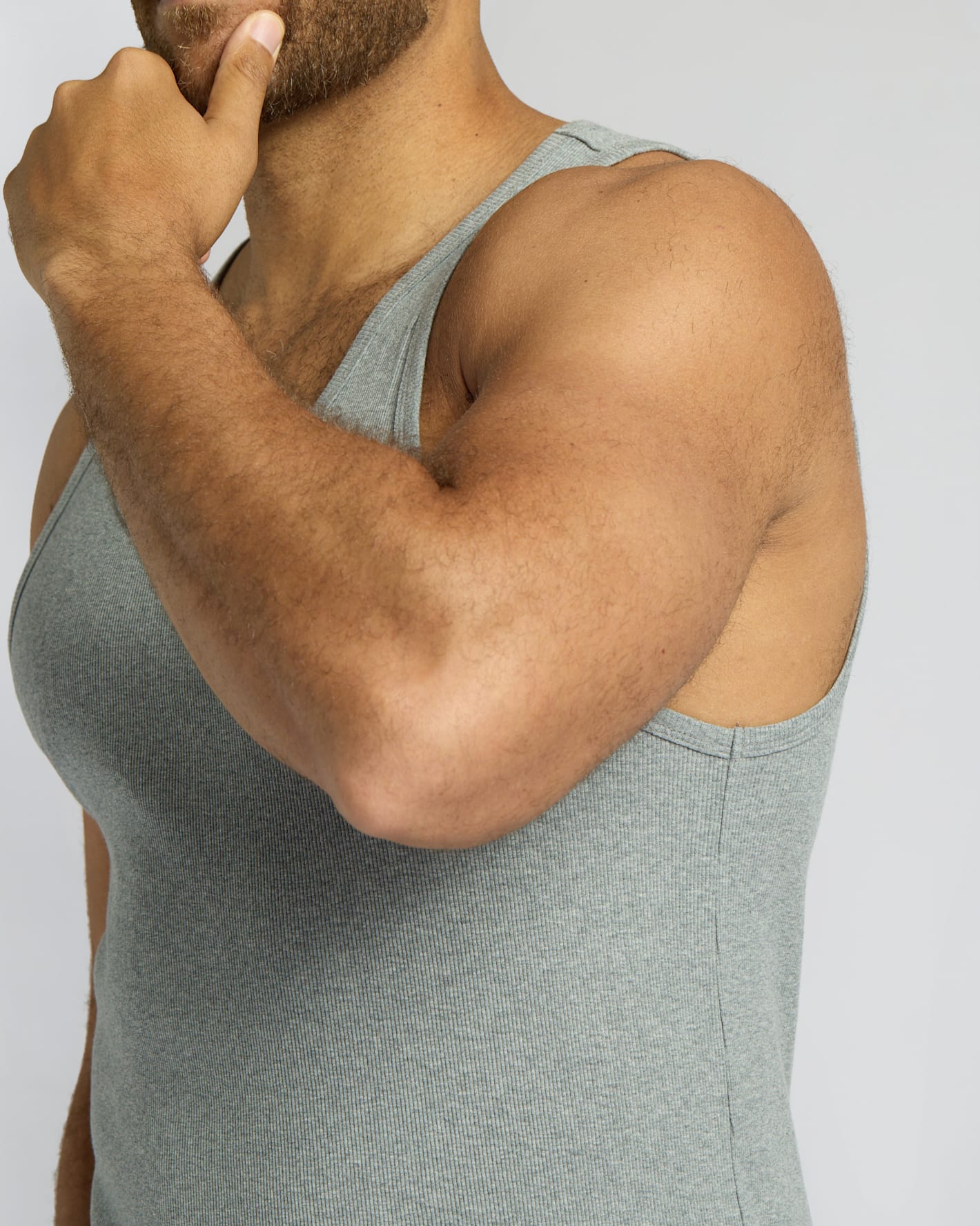 Heather Gray Ribbed Curved Hem Tank