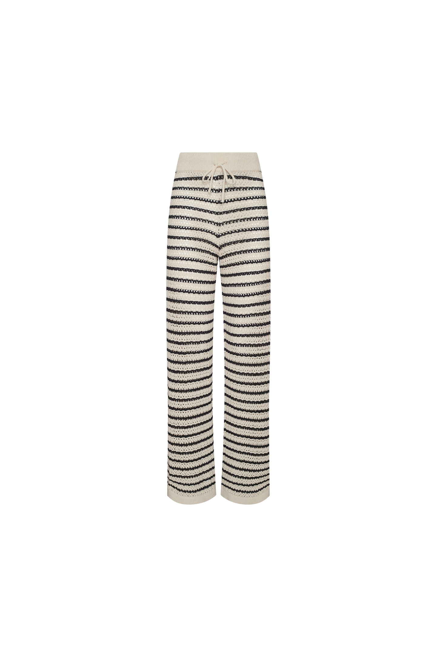 Cotton Crochet Sweater Pant | Bone Stripe