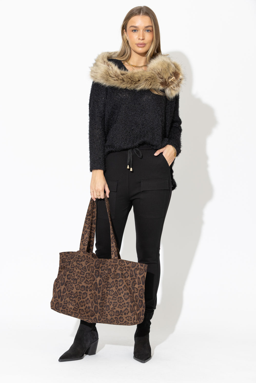 Black Fluffy Slouch Jumper