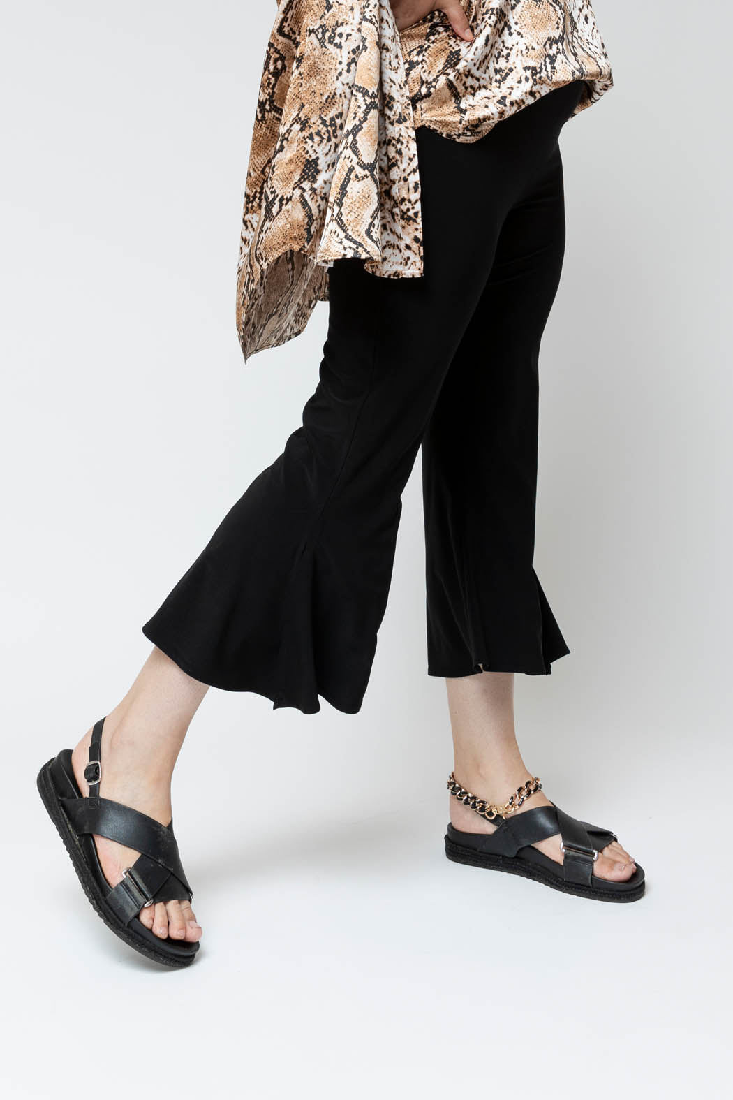 Black Superior Jersey Crop Flare Pant