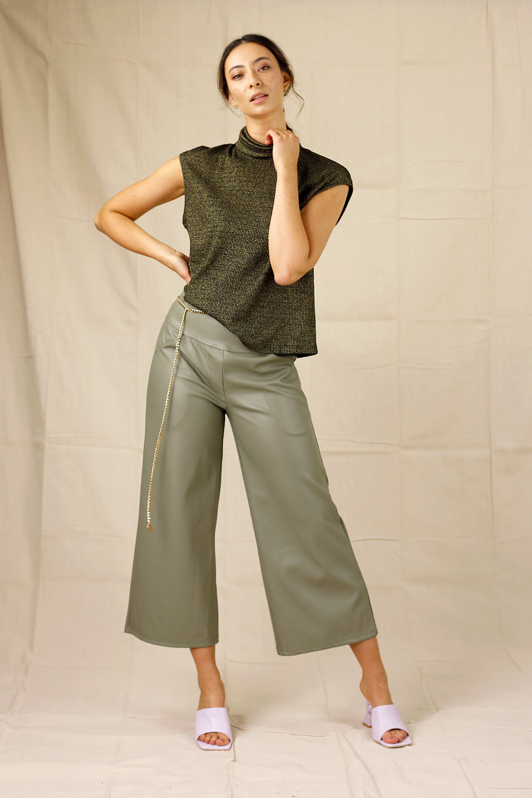 Avocado Vegan Leather Culotte - SALE