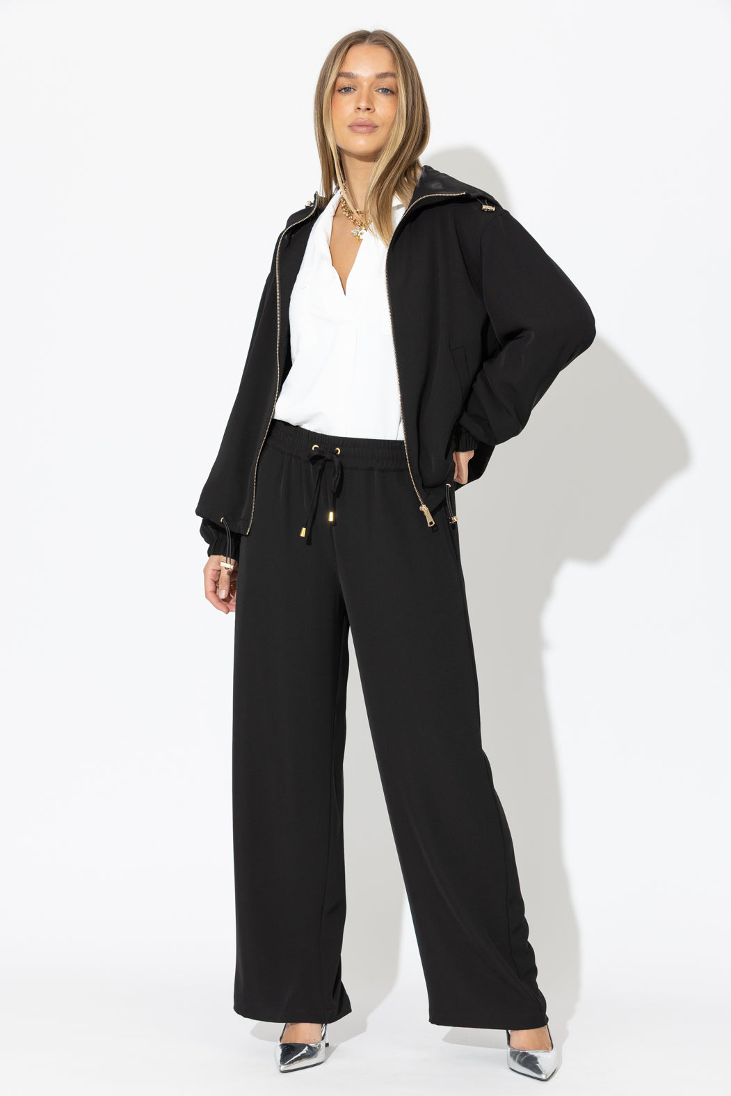 Black Drape Drawstring Pant