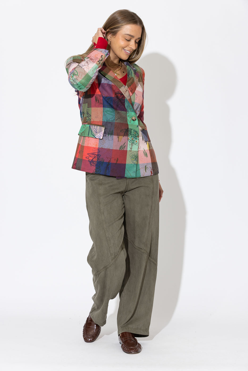 Bold Check Wrap Blazer
