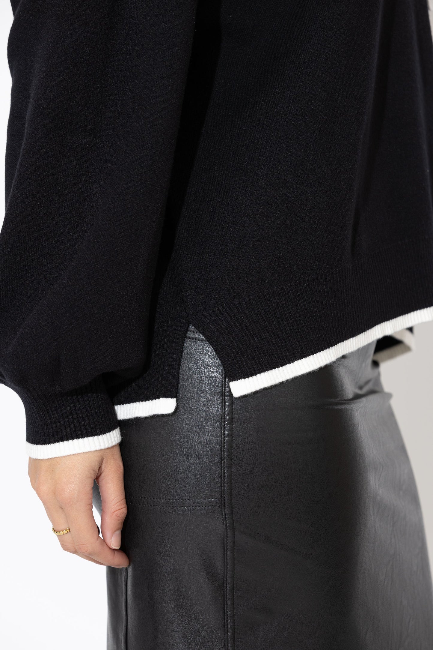 Black Contrast Hood Knit Jumper
