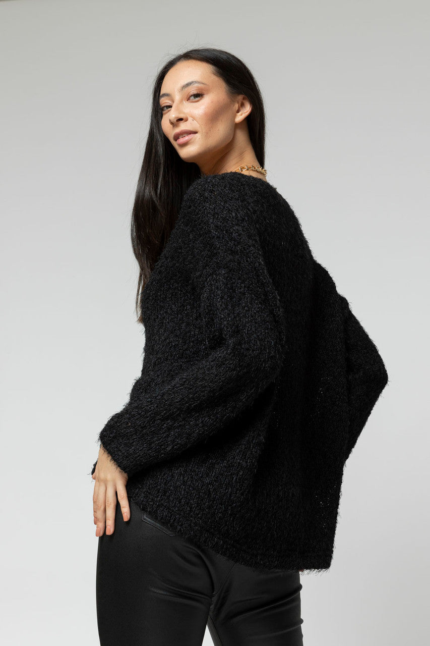 Black Fluffy Pocket Cardi