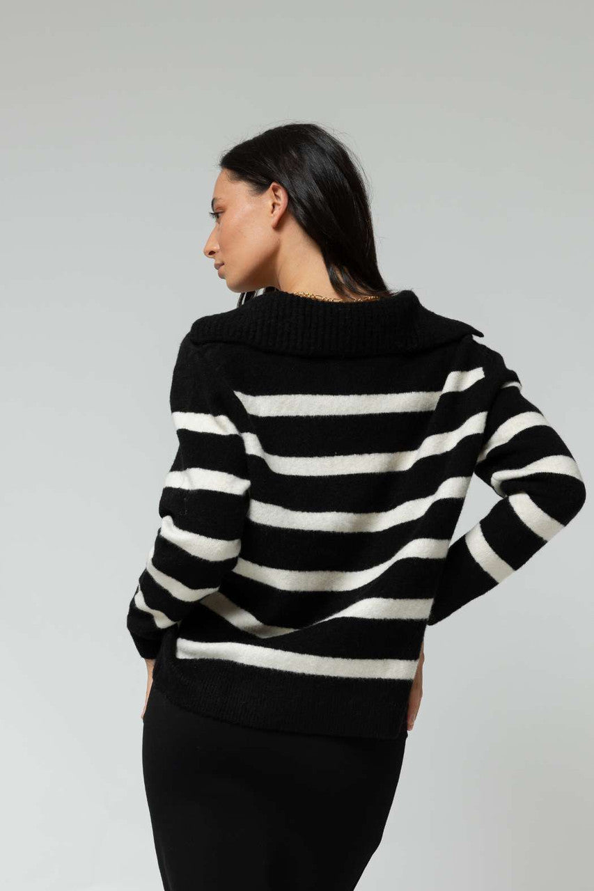 Black Ivory Chunky Stripe Knit