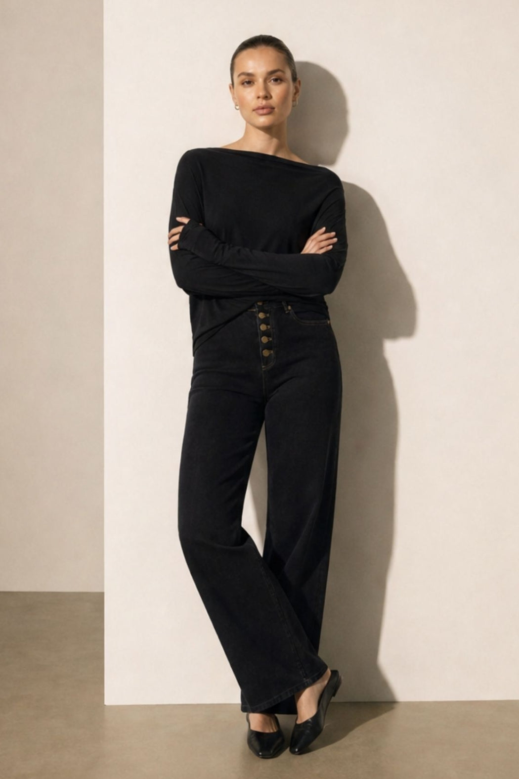 Black Tencel Drape Top