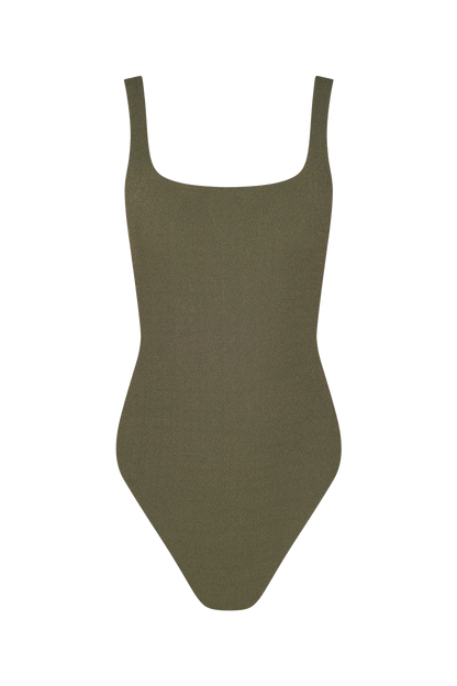 Square Neck One Piece | Crispy Darkest Olive