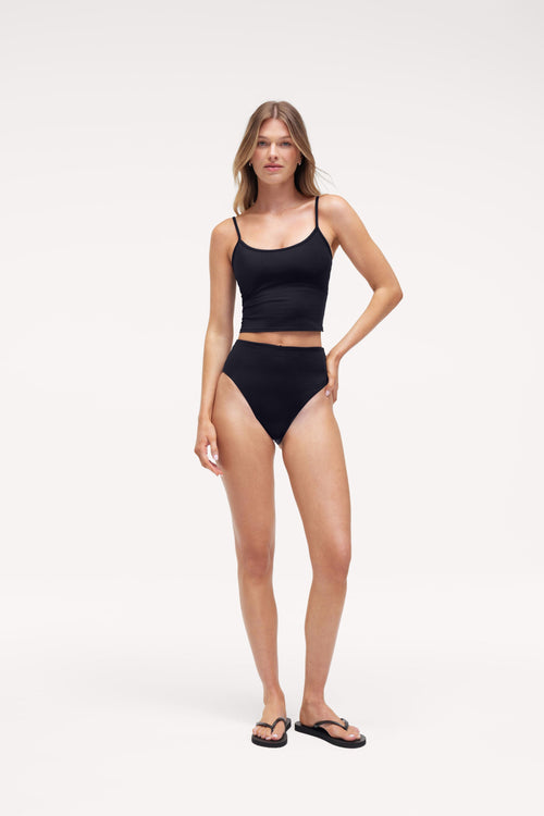 High Waist Bikini Bottom | Smooth Black