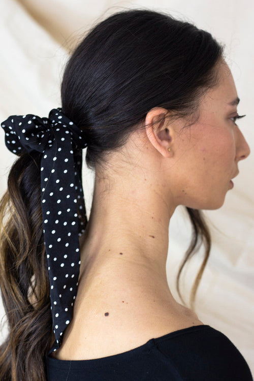 Black Polka Dot Scrunchie