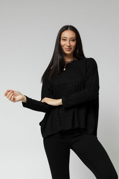 Black Lurex Crew Neck Jumper