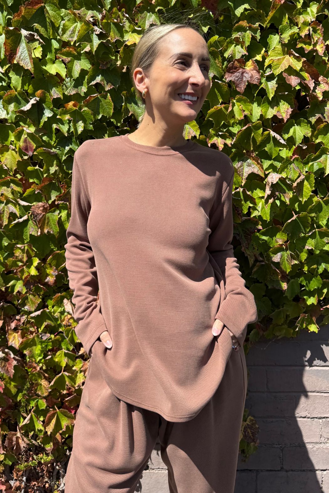 Caramel Lux Knit Slouch Pant