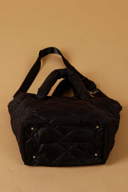Black Quilted Tote Bag - SALE