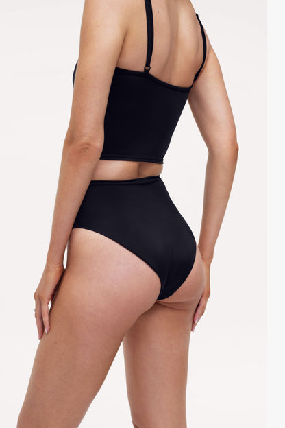 High Waist Bikini Bottom | Smooth Black