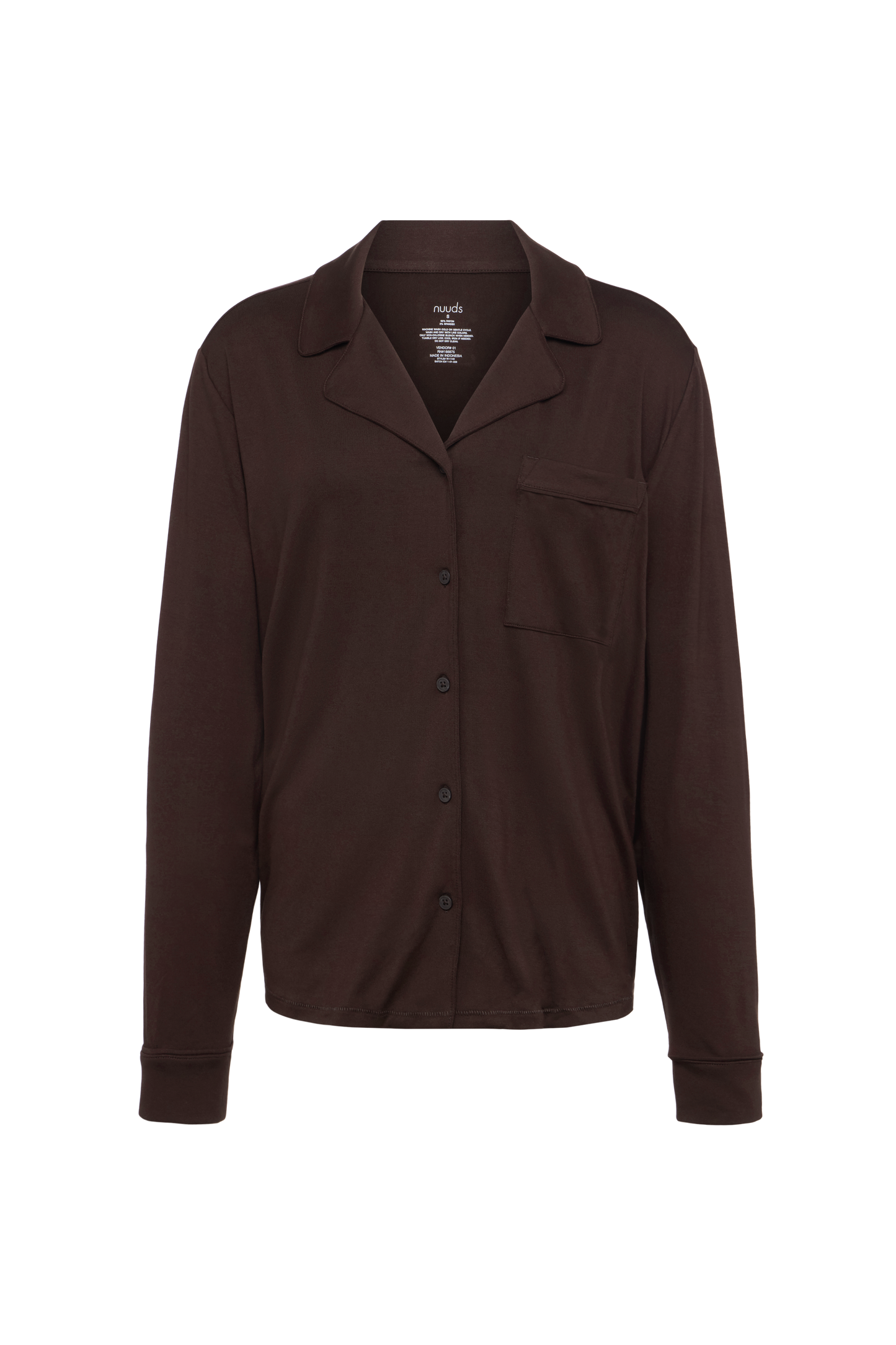 Long Sleeve Button-Up Pajama Shirt | Espresso