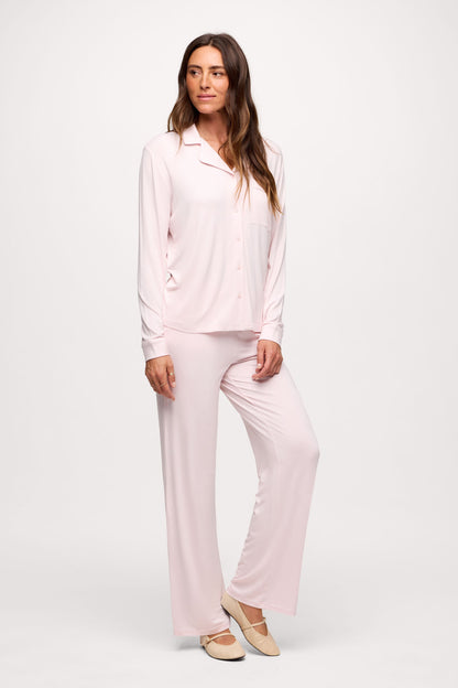 Long Sleeve Button-Up Pajama Shirt | Makeup
