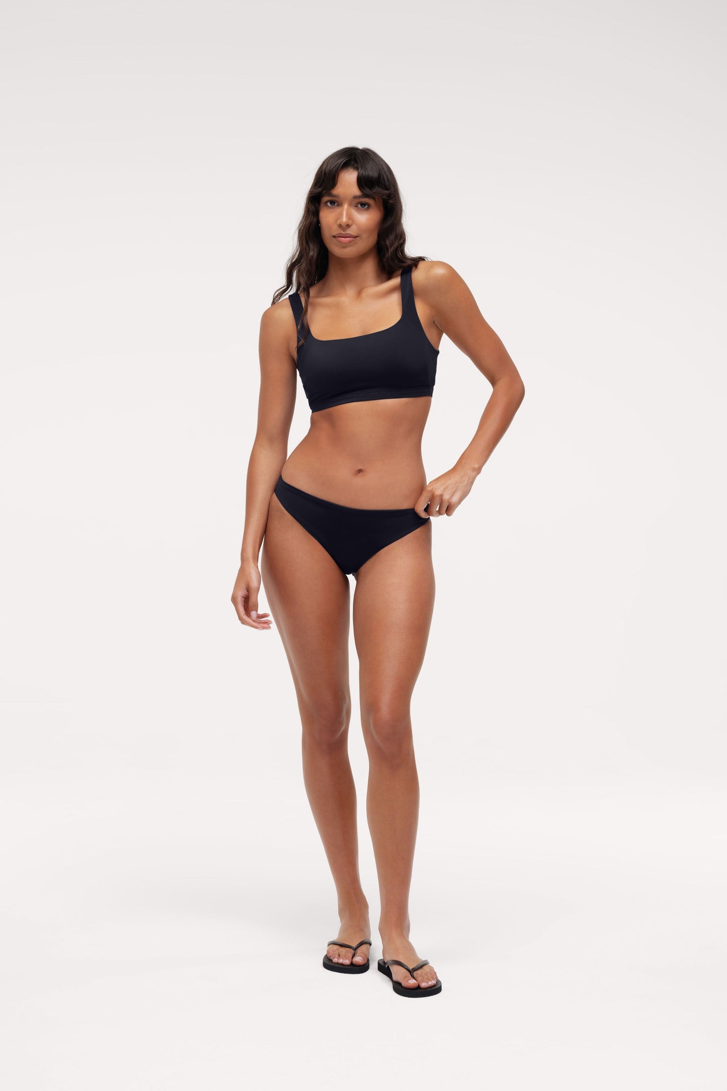 Square Neck Bikini Top | Smooth Black