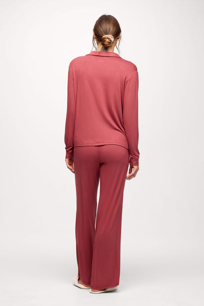 Long Sleeve Button-Up Pajama Shirt | Mauve