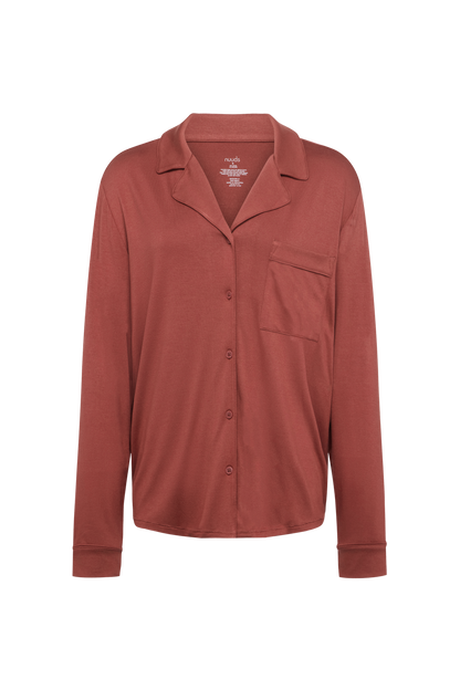 Long Sleeve Button-Up Pajama Shirt | Mauve