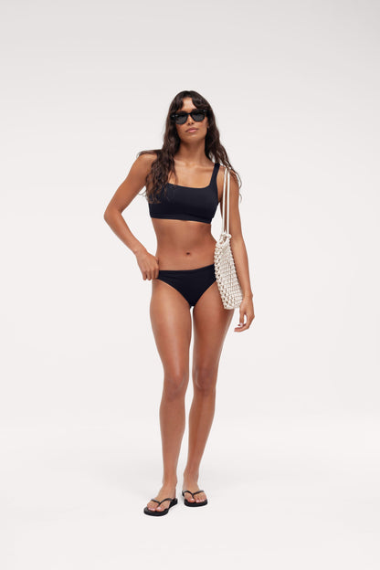 Square Neck Bikini Top | Smooth Black