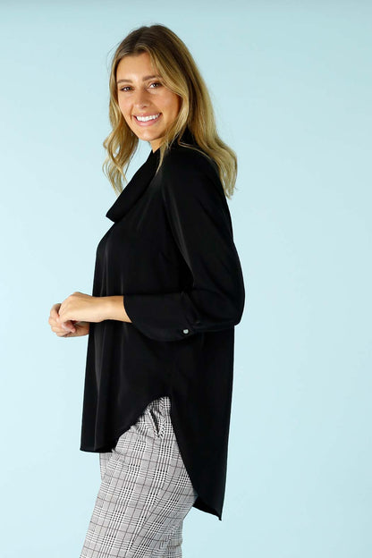 Black Soft Touch Drape Blouse - SALE