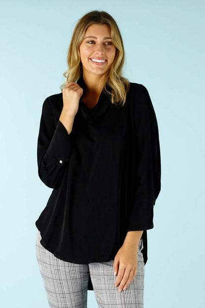 Black Soft Touch Drape Blouse - SALE
