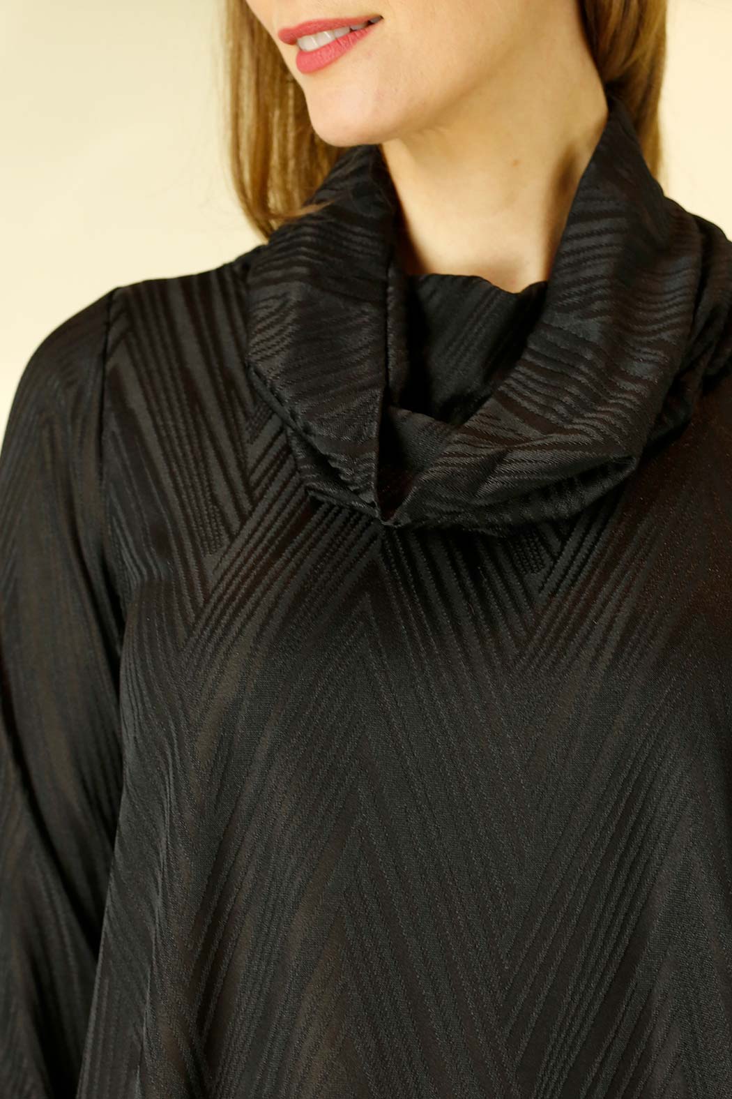 Black Jacquard Cowl Jumper - SALE