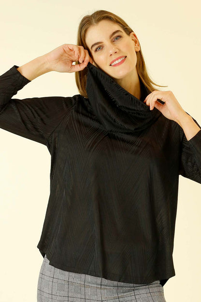 Black Jacquard Cowl Jumper - SALE