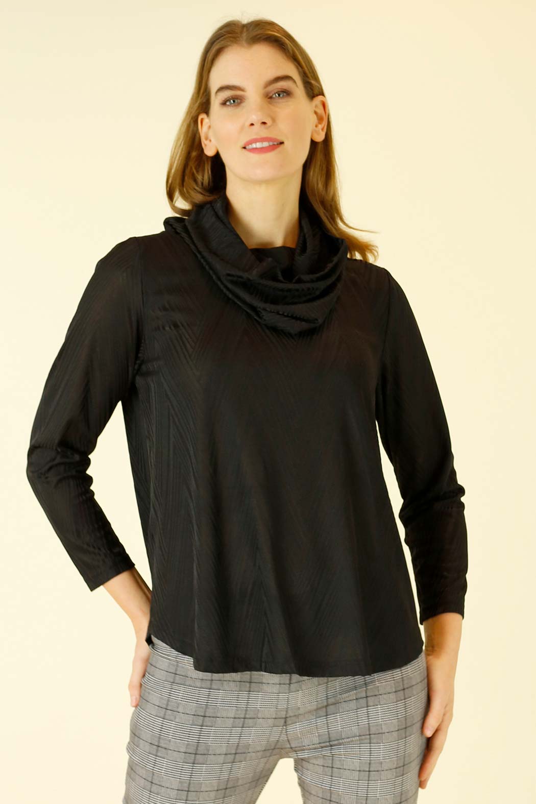 Black Jacquard Cowl Jumper - SALE