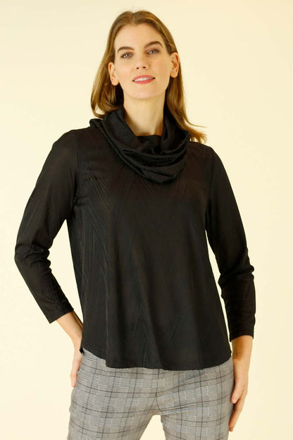 Black Jacquard Cowl Jumper - SALE