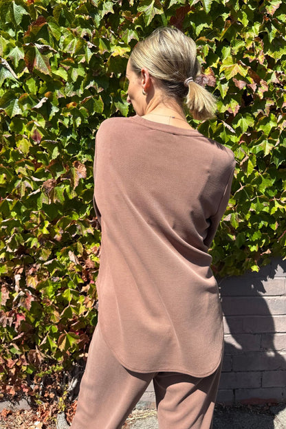 Caramel Lux Knit Slouch Pant