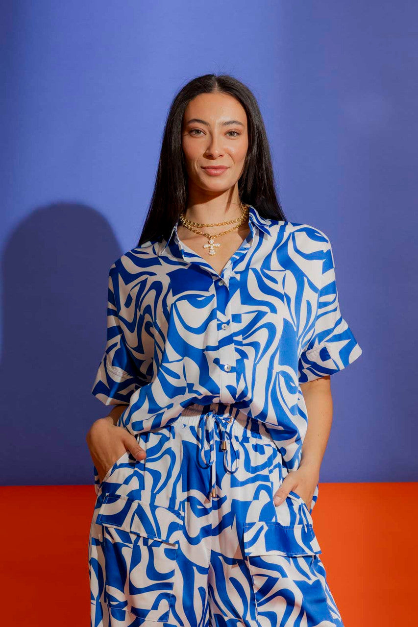 Blue/White Silky Blake Shirt