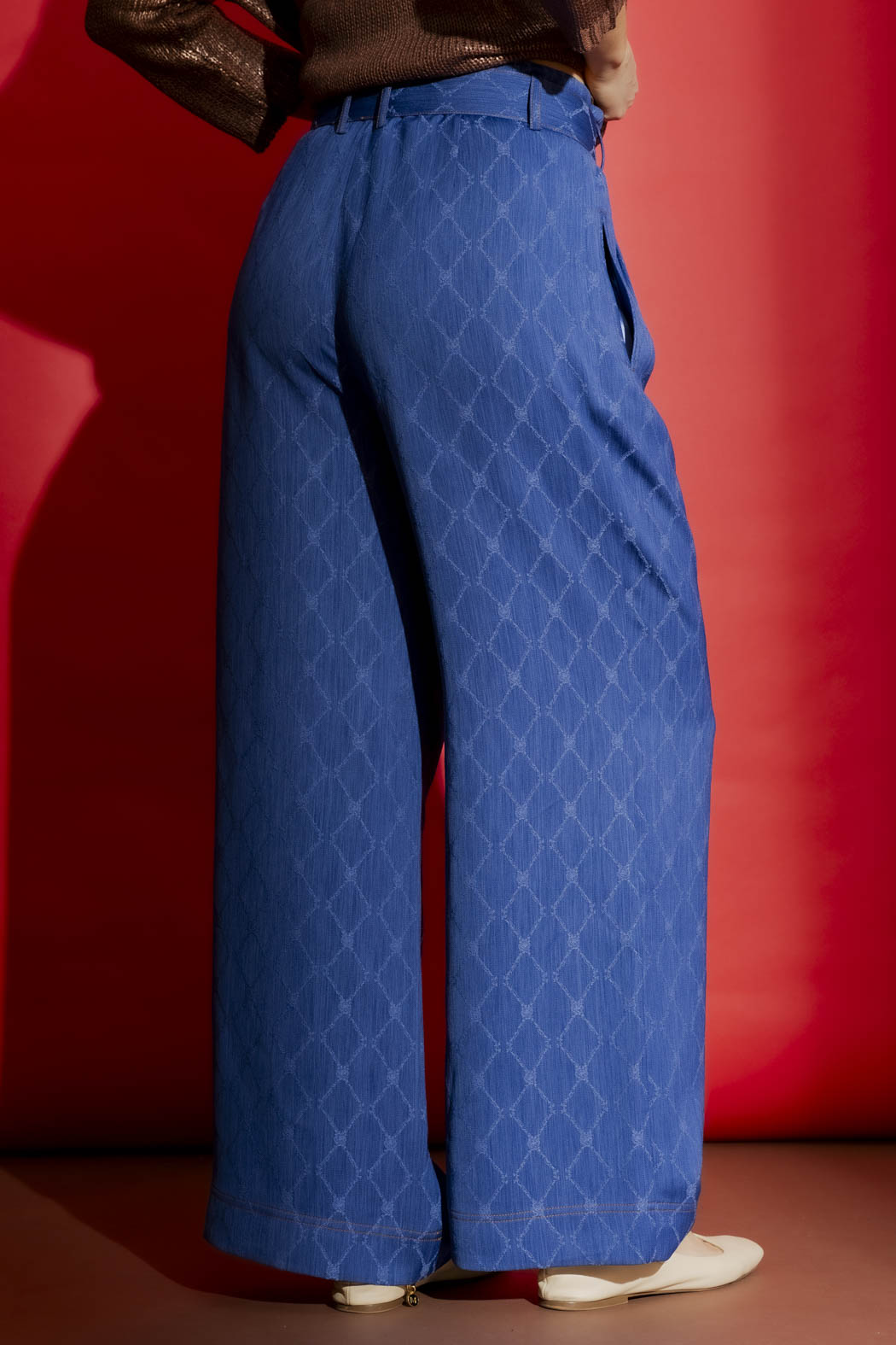 Blue Embroidered Cleo Pant