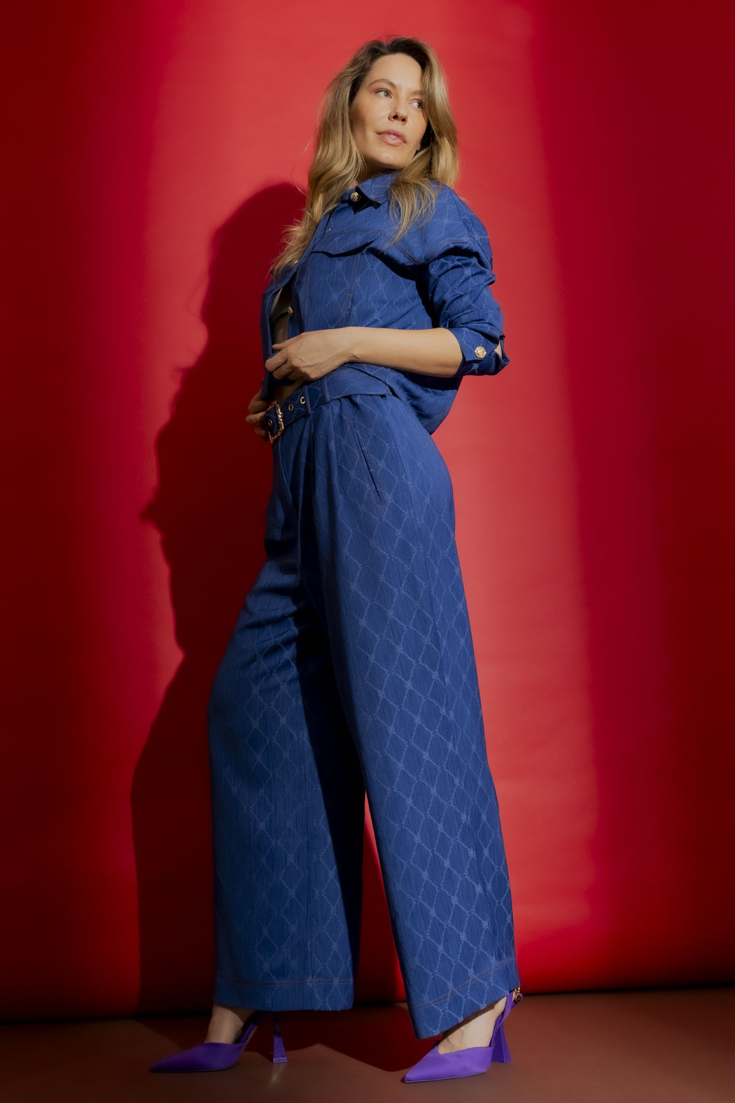 Blue Embroidered Cleo Pant