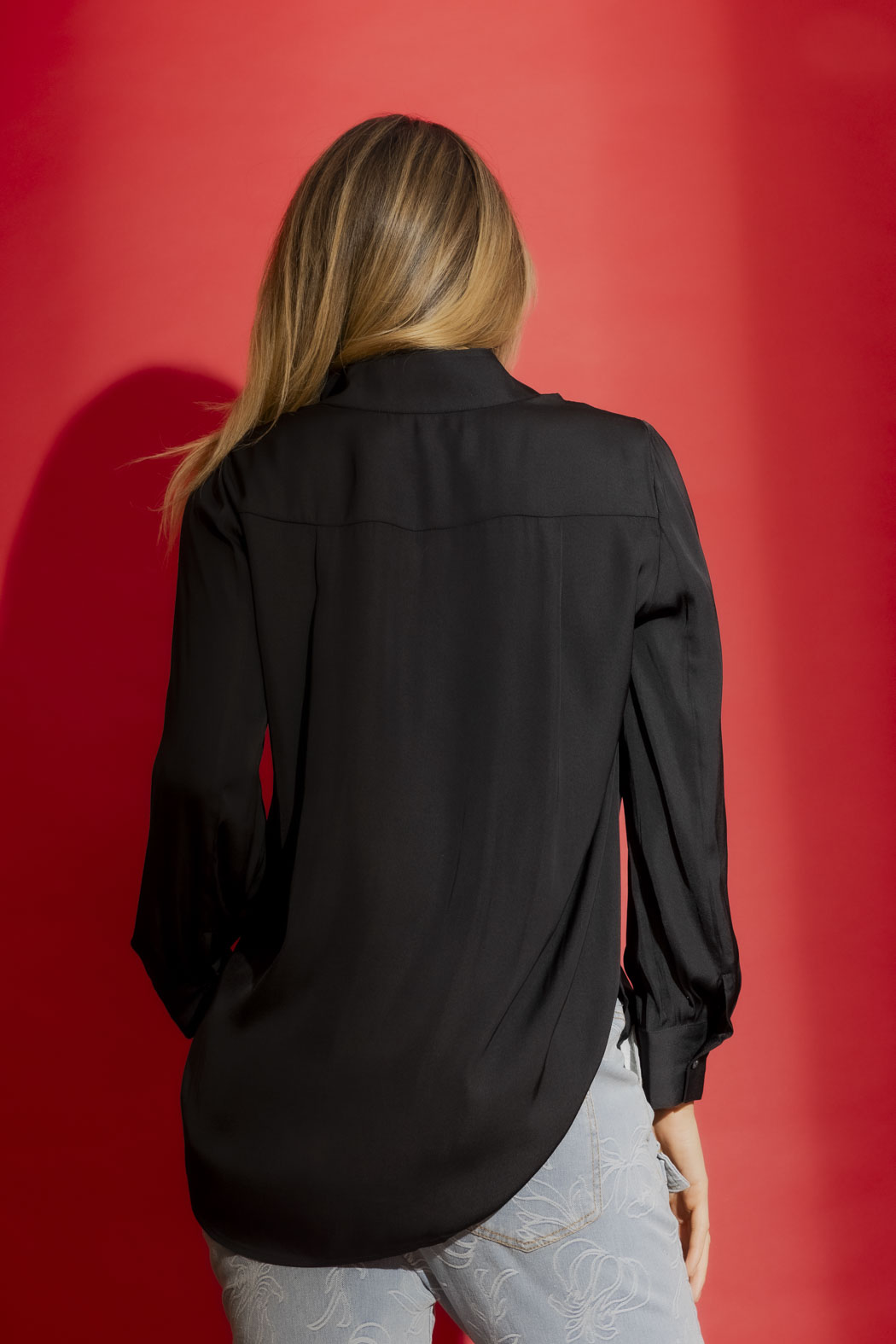 Black Silky Milan Blogger Shirt
