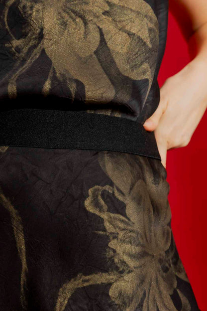Black/Gold Metallic Bias Skirt