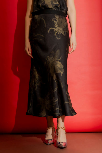 Black/Gold Metallic Bias Skirt